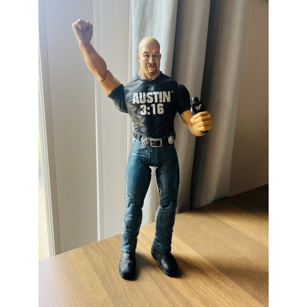 WWE Stone Cold Steve Austin 12" Talking Action Figure Microphone Lights up Works